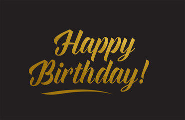 Happy Birthday gold word text illustration typography