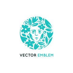 Vector logo design template with female face