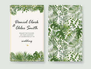 Wedding Invitation, rsvp modern card Design. Vector natural, botanical, elegant template.