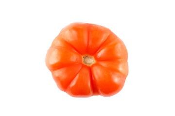 one red fresh tomato isolated. white background