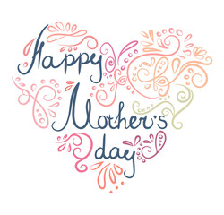 vector greeting card Mother's Day. Holiday lettering. Ink illustration. Modern brush calligraphy. Isolated on white background. Happy Mother's day postcard.