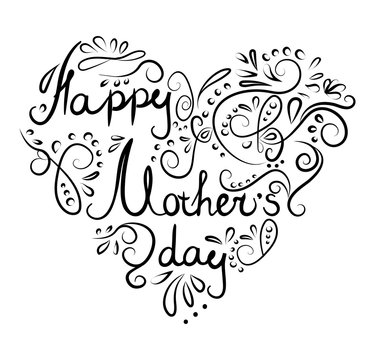 vector greeting card Mother's Day. Holiday lettering. Ink illustration. Modern brush calligraphy. Isolated on white background. Happy Mother's day postcard.