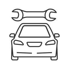 Car with spanner linear icon