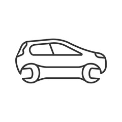 Car with spanner linear icon