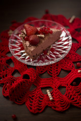 Glass plate with chocolate cake