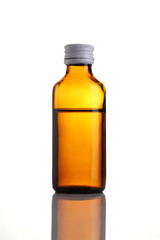 Brown Glass Bottle of Medicine Syrup isolated on white