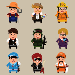 Vector professions collection in cute flat cartoon style. Part 2
