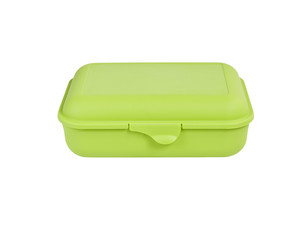 Fototapeta na wymiar Green plastic box package isolated on white background use for multipurpose.
