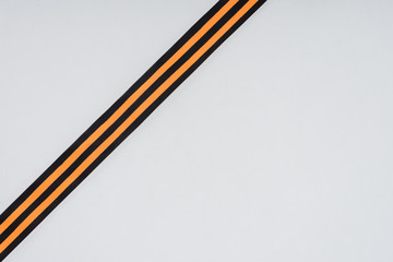 top view of st. george ribbon isolated on gray