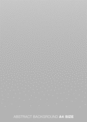 Gradient Halftone White Dots on Gray Background, A4 size. Vector illustration