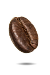 roasted coffee beans on white background clipping path