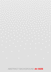 Gradient Halftone White Dots on Gray Background, A4 size. Vector illustration