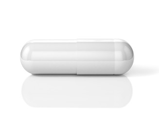 3D Illustration of white capsule pill
