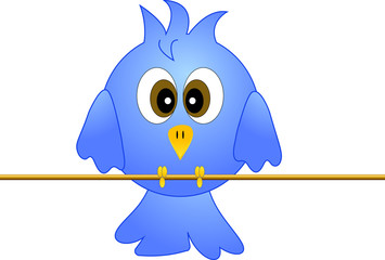 Blue bird standing on the rope - Vector