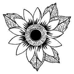 cute sunflower flower with leafs decorative