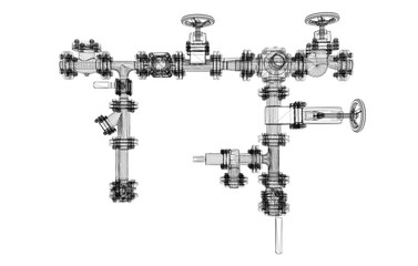 Attrezzatura industriale, Impianto di pompaggio, tubi, BIM, illustrazione 3d