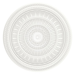 White gypsum decoration element for interior. 3d render