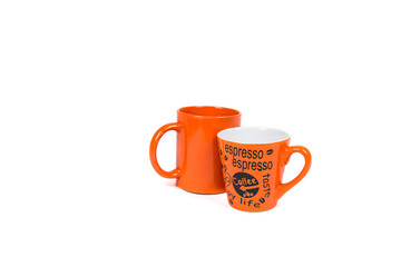 Two orange cups of coffe