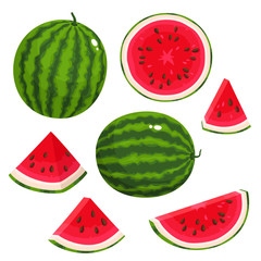 Bright vector set of juice watermelon isolated on white background. - 200373237