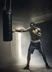 Boxing training and punching bag