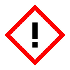 Simple, flat, rhombus warning/danger sign/icon. Red, black and white design. Isolated on white