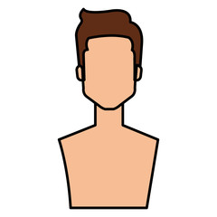 young man shirtless avatar character vector illustration design