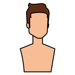 young man shirtless avatar character vector illustration design