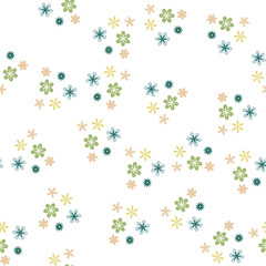 Pretty Floral Pattern with Simple Small Flowers for Greeting Card or Poster. Naive Daisy Flowers in Primitive Style. Vector Background for Spring or Summer Design.