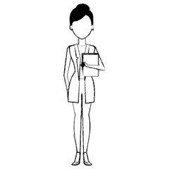 businesswoman with documents avatar character vector illustration design