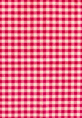 Red classic checkered tablecloth pattern texture, background with copy space.