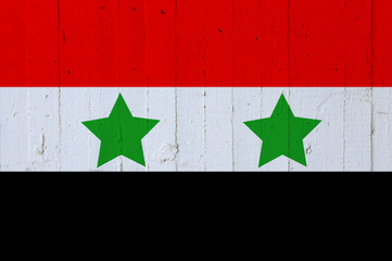 The flag of Syria at the wall.