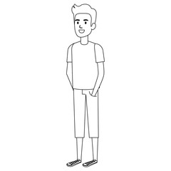 young man avatar character vector illustration design