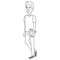 man student avatar character vector illustration design