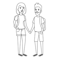 couple of students characters vector illustration design