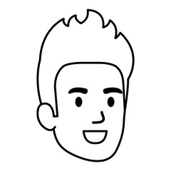 young man head avatar character vector illustration design