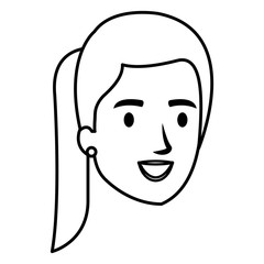 beautiful and young woman head character vector illustration design