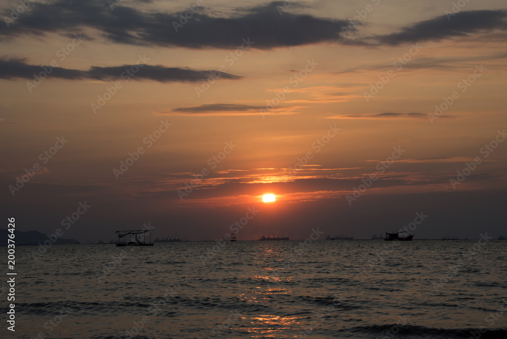 Canvas Prints sunset with soft blue sky background