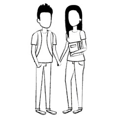 couple of students characters vector illustration design