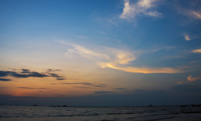 Obraz premium Sunset with soft blue sky background