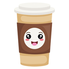 coffee plastic cup kawaii character vector illustration design