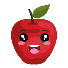 apple fresh fruit kawaii character vector illustration design