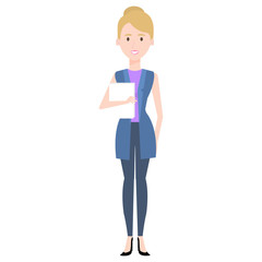 businesswoman with documents avatar character vector illustration design
