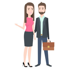 business couple avatars characters vector illustration design