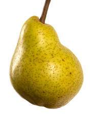green ripe pear isolated on a white background
