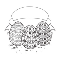 happy easter eggs paint with ribbon