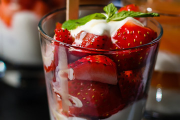 Strawberry in the glass bowl