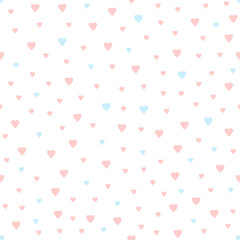 Seamless pattern from the pink and blue hearts.