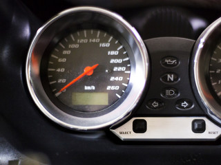 motorbike control panel with speedometer. front view