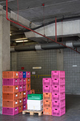portable basket colorful in warehouse