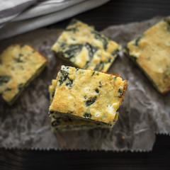Homemade pie with cheese and spinach